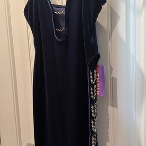 SHEIN Dark Blue Dress with Chain Accents